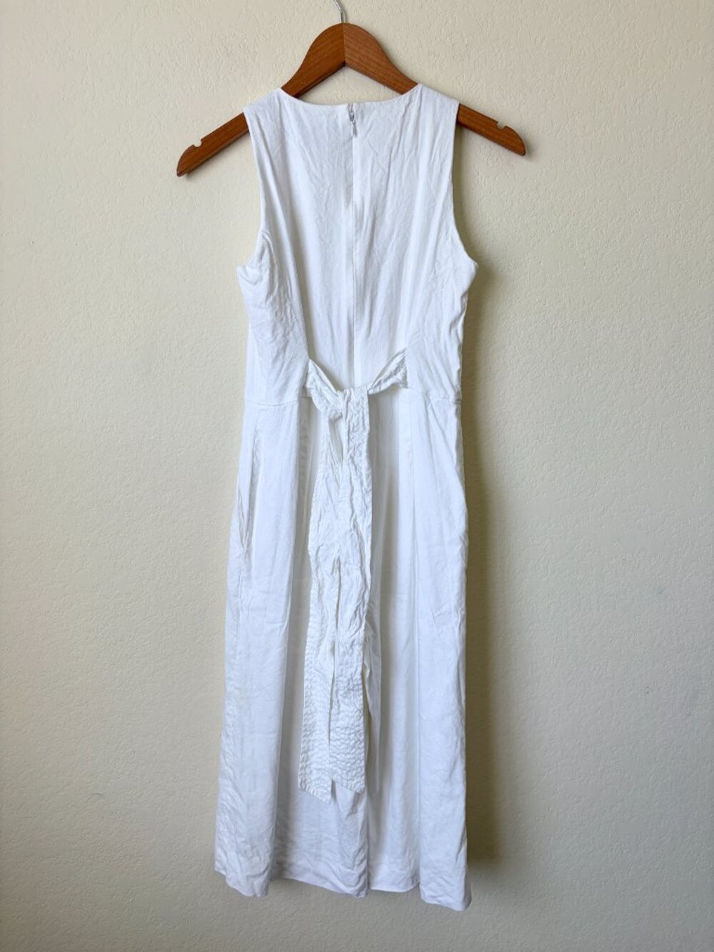 Antonio Melani Jumpsuit Womens 2 White Linen Blend Sleeveless Wide Leg Tie Back - Picture 6 of 8
